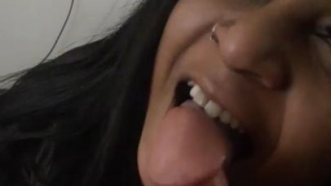 Black Girl Surprise cumshot in the Mouth!