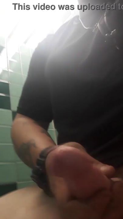 Rock hard cock public bathroom masturbating and cumming