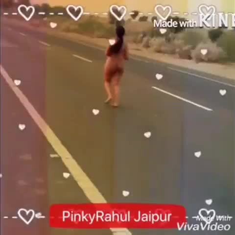Indian daring desi walking nude in public road in daytime