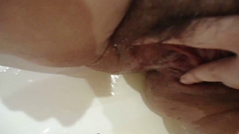 Golden shower in public toilets, bbw with hairy pussy pee into the toilet and on fat thighs. Fetish compilation.
