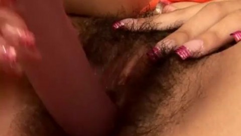 Teen Latina Dildoing Her Hairy Wet Pussy