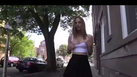 Upskirt flashing pussy in public