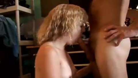 Sexy blonde MILF gives a great blowjob