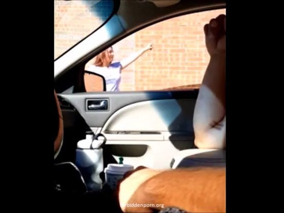 Busty sees me make me a handjob inside my car