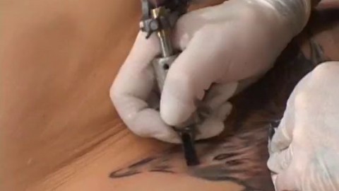Extreme demon pussy tattoo getting more ink