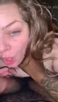 Thick Tattoed Blue Eyed White Girl Sucking BBC