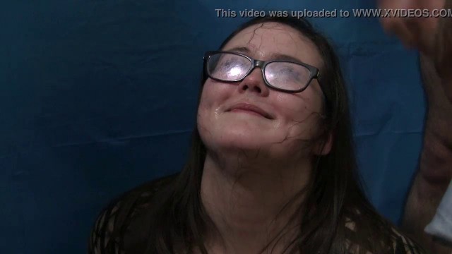 Amateur gets face and glasses cum covered