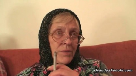 Hot babe helps granny to sucks a cock
