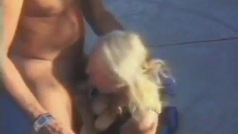 Blonde Granny Sucking On A Cock Outside