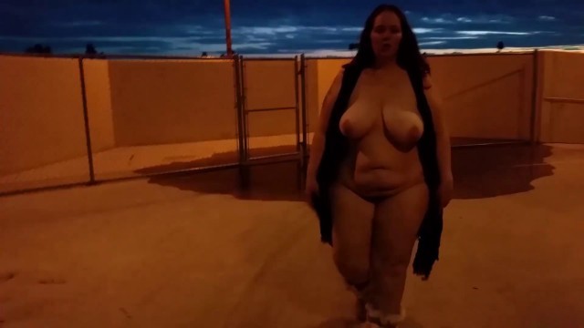 public bbw naked walk freeway overpass