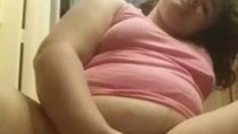 Chubby teen slut fingers her young shaven pussy