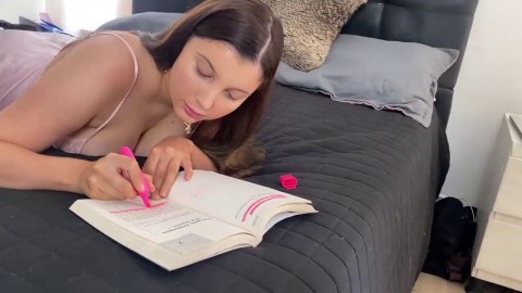 Fucking my cute step daughter while she studies for a test