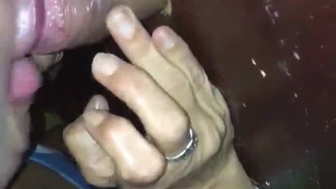 Glory hole blow job with a great cum shot