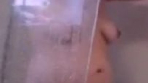 Voyeur video of sexy busty wife in shower... check out my other videos