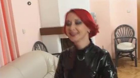 Femdom and strapon from redhead bitch