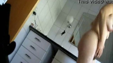 Mom caught fully nude in bath room by bad son