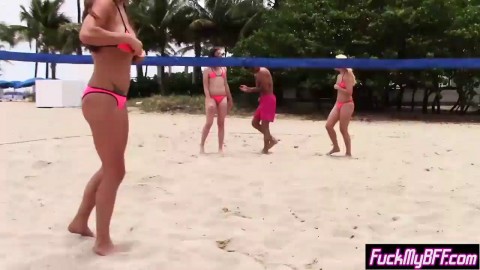 Slut volleyball teens got banged in a outdoor group sex