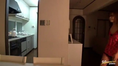Horny Japanese slut gives a blowjob in the bathroom