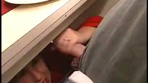 under table blowjob