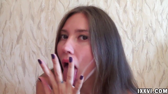 Fetish tongue Ananta Shakti and licking fingers, uploaded by Zoltony
