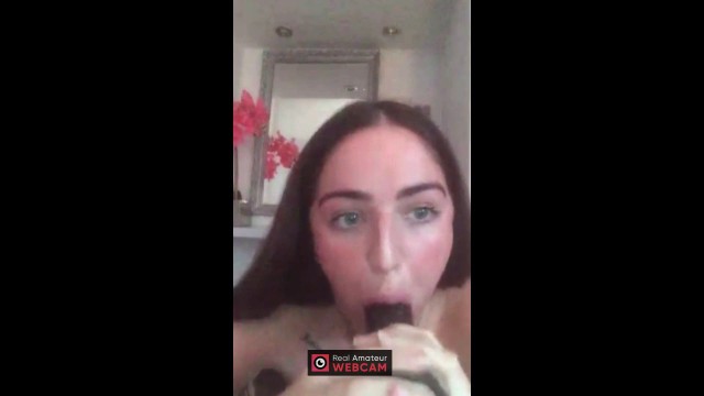 Big Tits Brunette Deepthroat Dildo Part 1 - RealAmateurWebcam.com