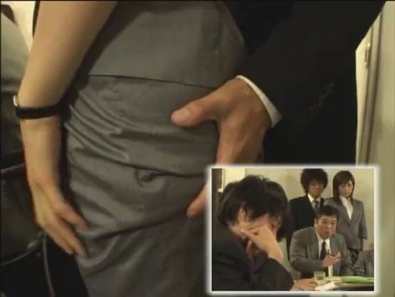 Japanese receptionist multi-tasking / chikan