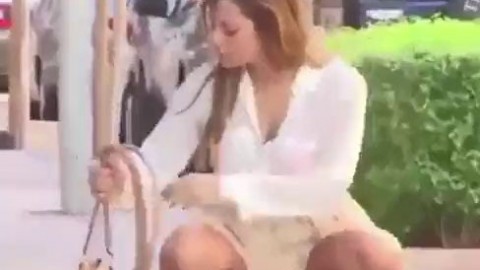 White girl pawg flashes her pussy in public