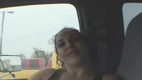 Latina streek walking hooker Carmen gives blowjob in a car