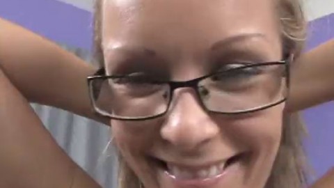 hot busty blonde in glasses blow and titfucks the cameraman