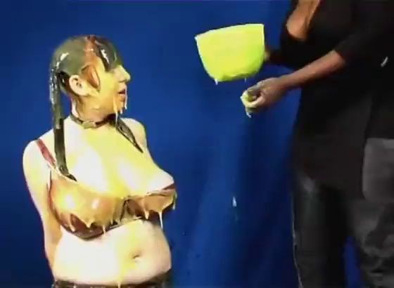 bbw Slut with big titties tied and slimed