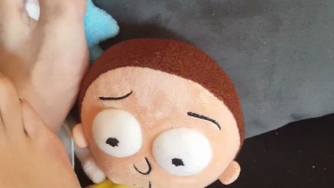 Giantess Tramples and Crushes 2 Tiny Men (Rick and Morty Plush)