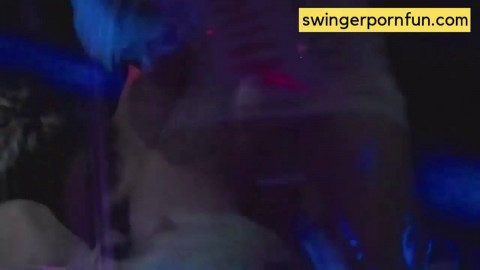 Real Swinger Hotwives meet in an Orgy bus and have fun with random Men