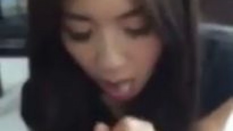 Asian teen  given amazing  blowjob