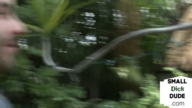 Tiny dick dominas humiliate sub outside while tugging dick