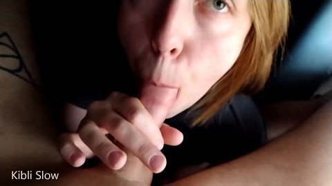 POV best ever Blowjob SLOW MOTION he Cum in my Mouth - Natural Redhead Kibli Slow