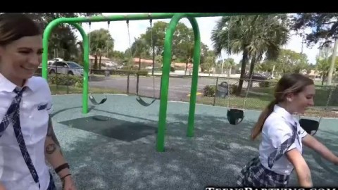 Teen Schoolgirls Playground Fun Bound Heat