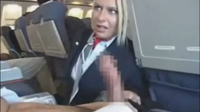 Horny blonde stewardess servicing aroused male passengers on board Free Porn VS