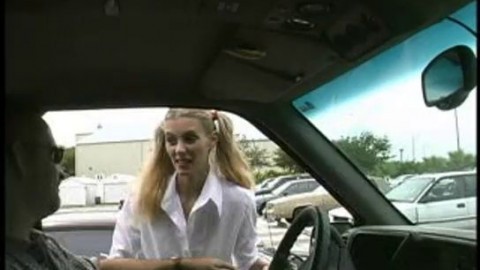 YM Mindy schoolgirl lipstick car door blowjob