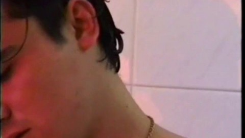Asian twunk actively stroking his dick in the bathroom