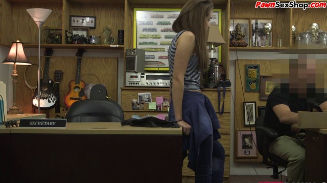 Pawnshop teen drilled by pov manager out the back of store