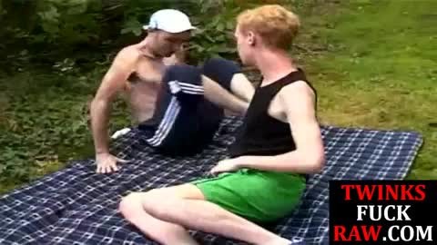 Outdoor twinks breeding after blowjobs and anal licking