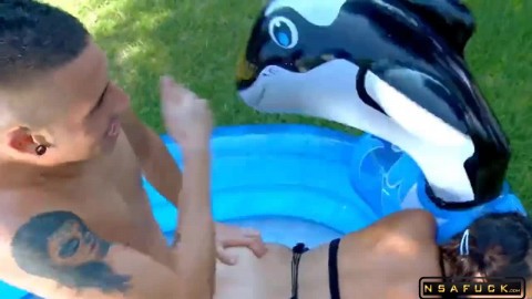 Ass fucking pleasure in inflatable pool