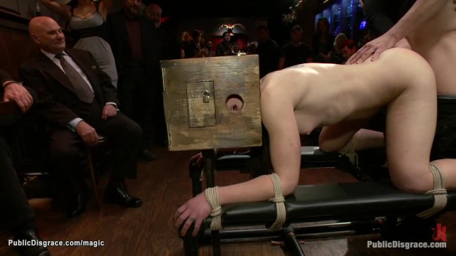 Boxed head slave anal fucked in public