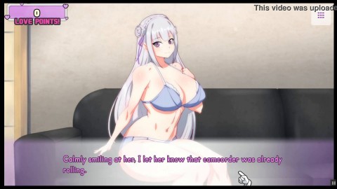 Waifu Hub [PornPlay Parody Hentai game] Emilia from Re-Zero couch casting - Part1 first time porn shooting for that innocent elf