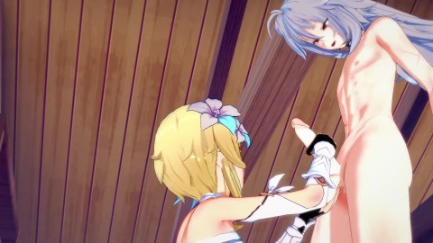 Genshin Impact Hentai - Lumine Handjob and Blowjob to Razor - Japanese asian manga anime game porn