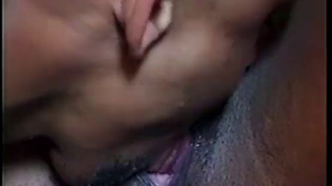 Hot black babe with nice tits gets her pink pussy licked in the car