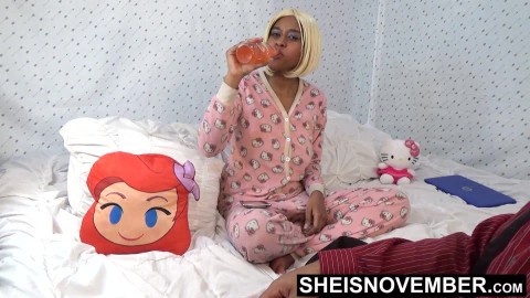 My step Mother Husband Sneaking Into My Room For Play With My Ass Cheeks In My Hello Kitty PJ's, Blonde Ebony Step Daughter Boot