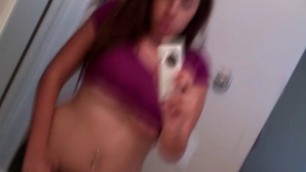 Cute Brunette Busty Teen Naked In Mirror Selfie