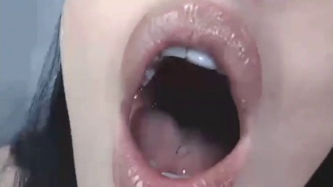 Up close cum on my lips