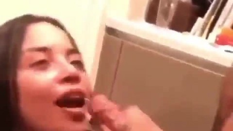 two besties sucking off dude in the toilet